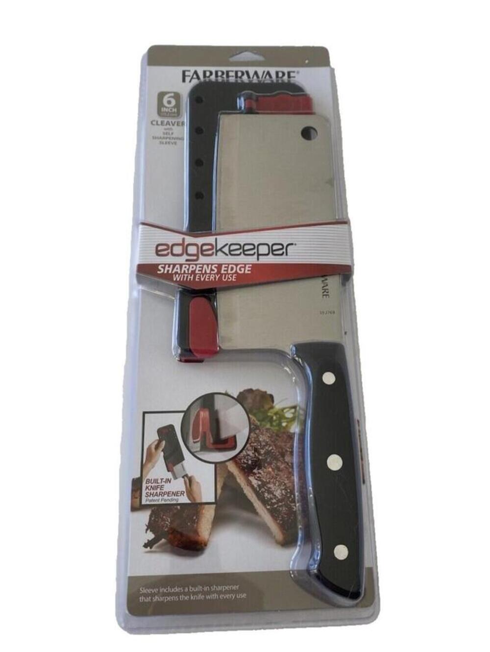 Farberware EDGEKEEPER 6-Inch Cleaver Knife Self-Sharpening Sleeve Kitchen Cutler